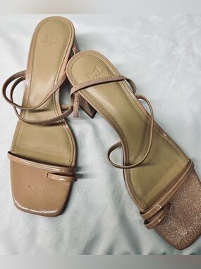 Marc Fisher Jadine  Nude Strappy Block Heel Sandal